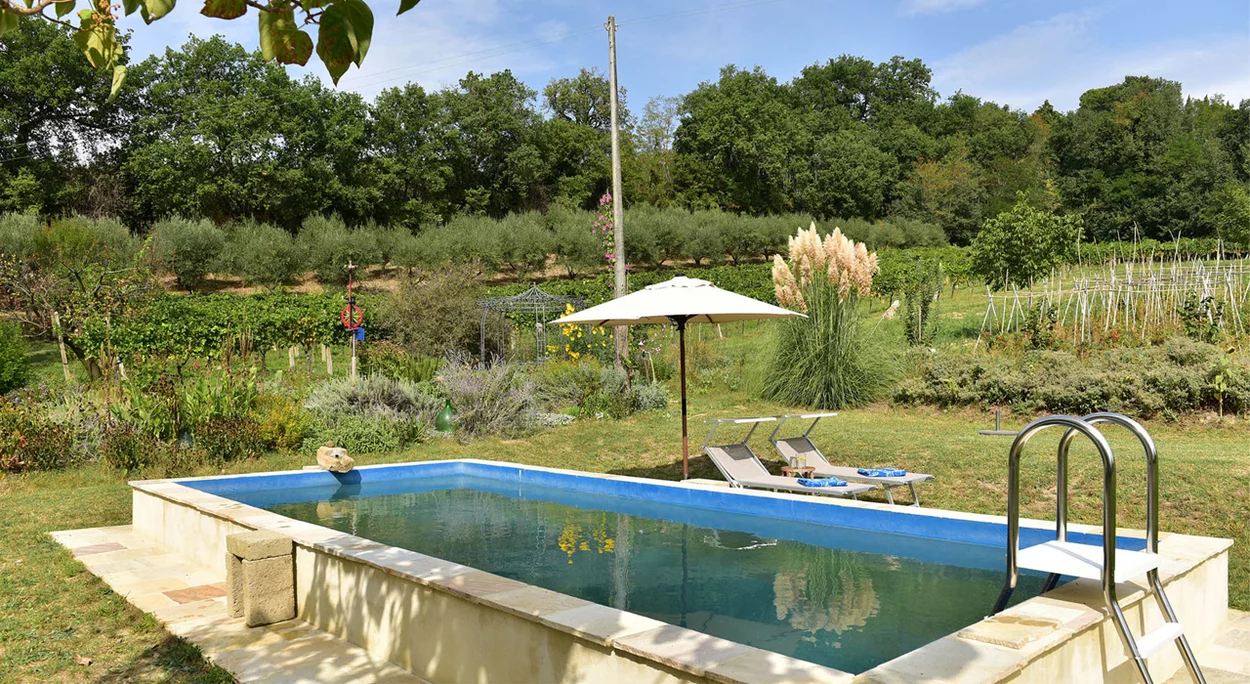 Piscina naturale in pietra con scaletta